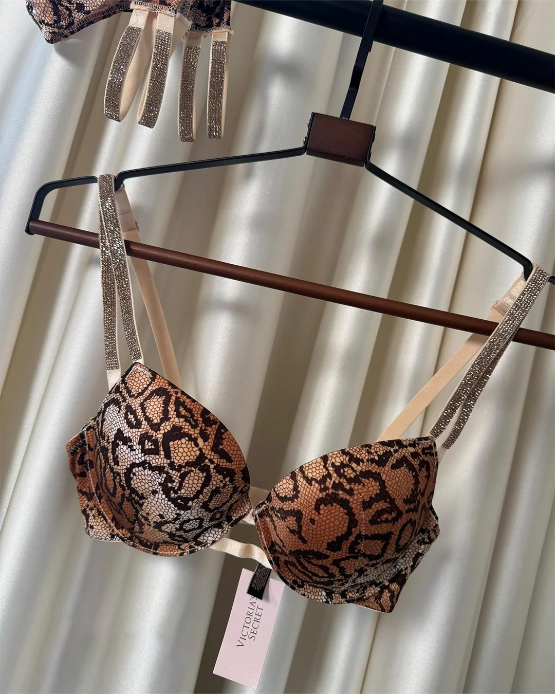 Brown and black snakeskin print with crystal-embellished straps Set | Victoria's Secret