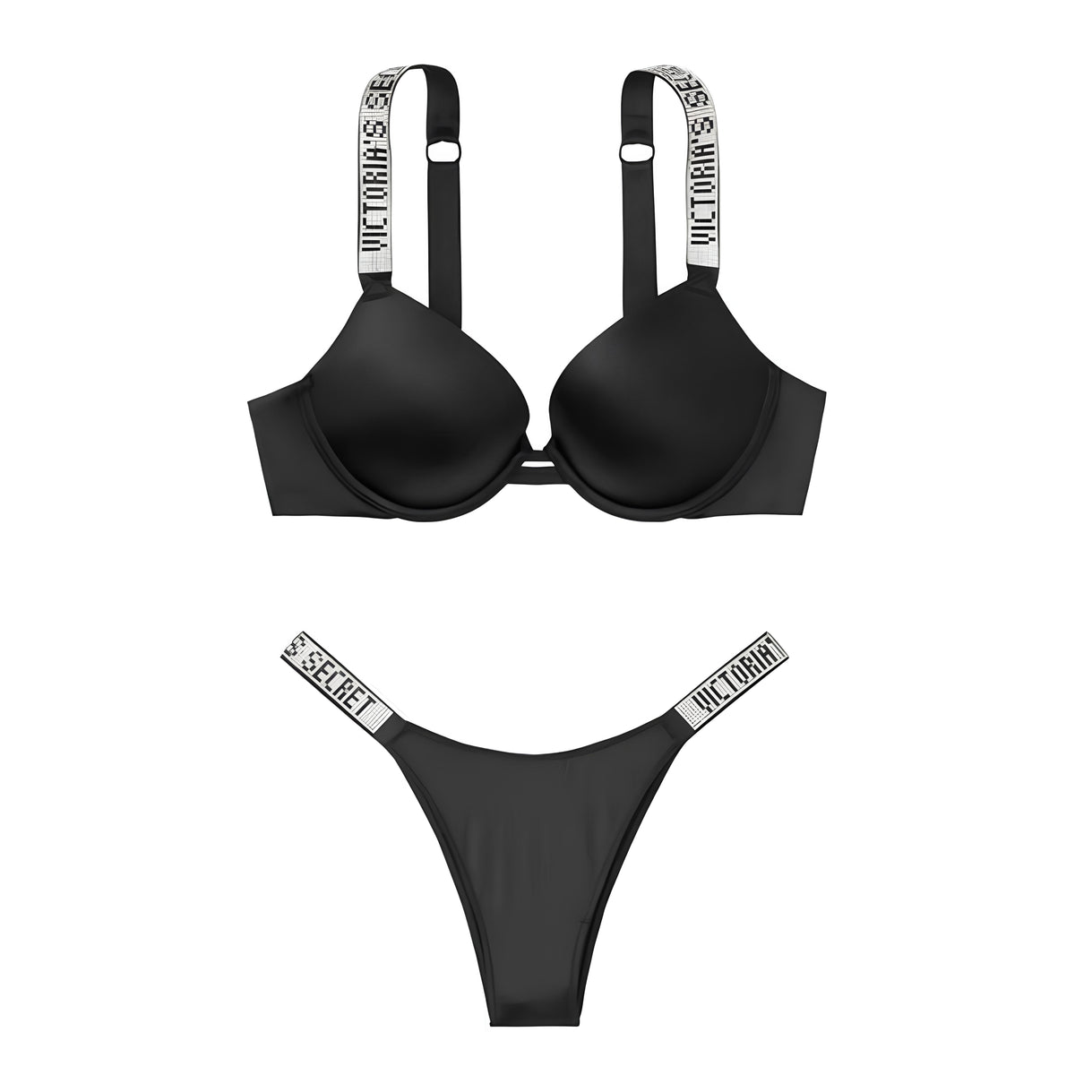 Shine Strap Push-Up Set - Black | Victoria's Secret