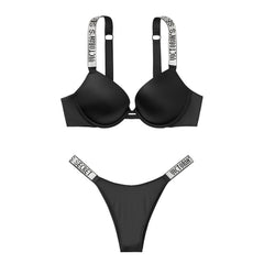Shine Strap Push-Up Set - Black | Victoria's Secret