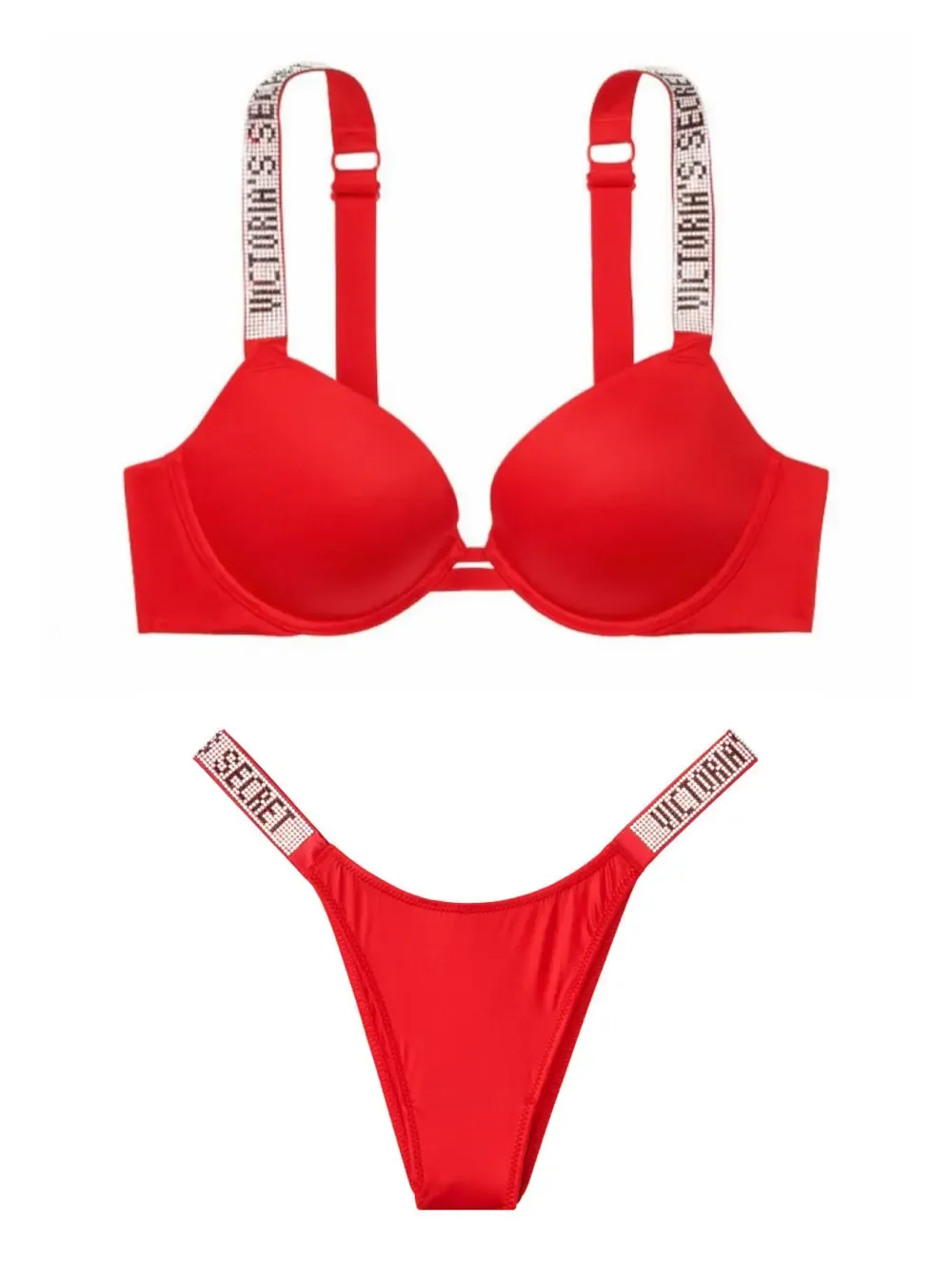 Shine Strap Push-Up Set - Red | Victoria's Secret