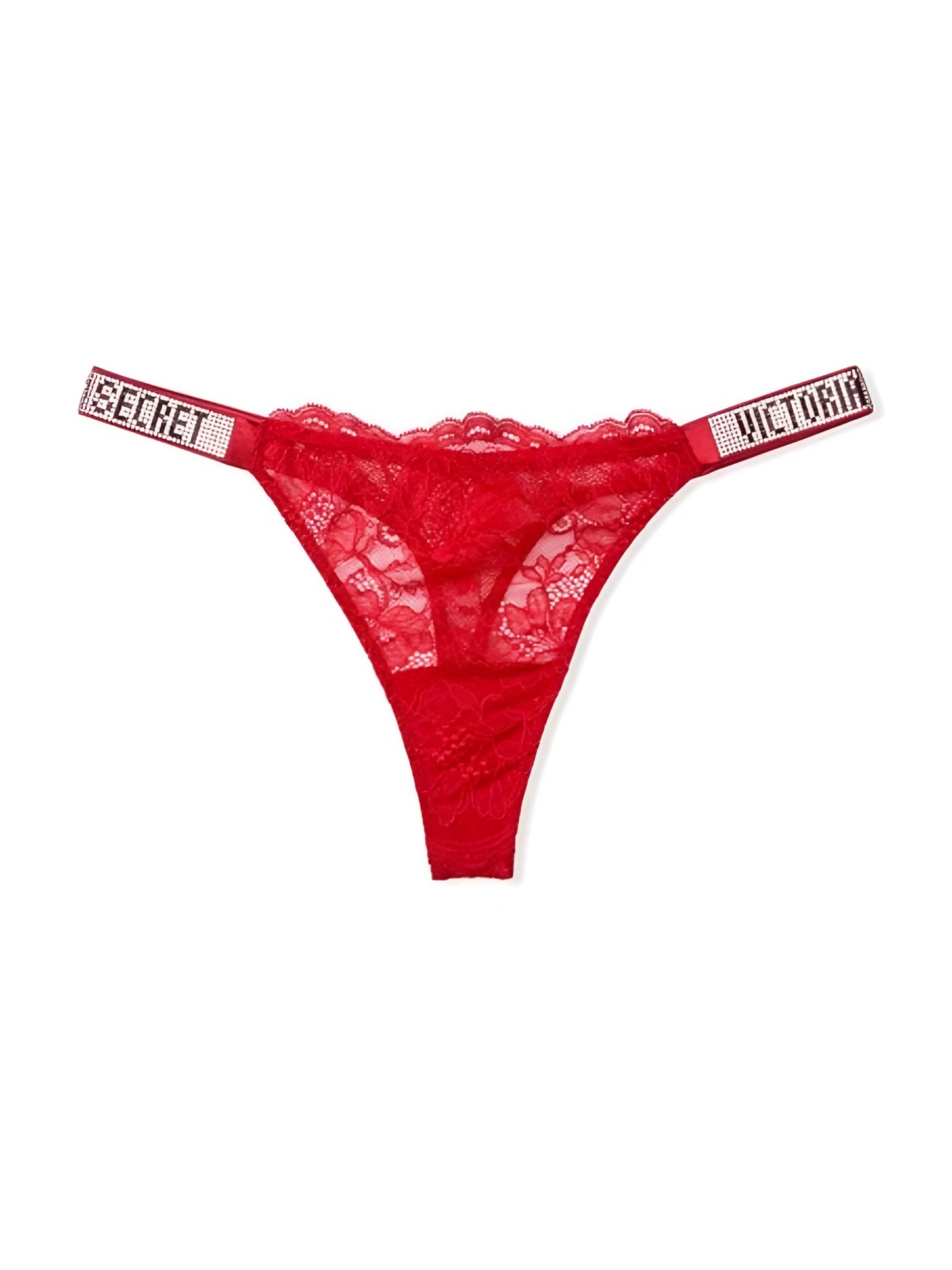 Shine strap Lace panty - red