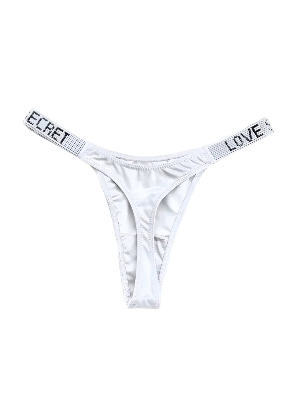 Women sexy rhinestones G-strings thongs lingerie T-back underwear panties - White
