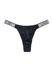 Women sexy rhinestones G-strings thongs lingerie T-back underwear panties - Black