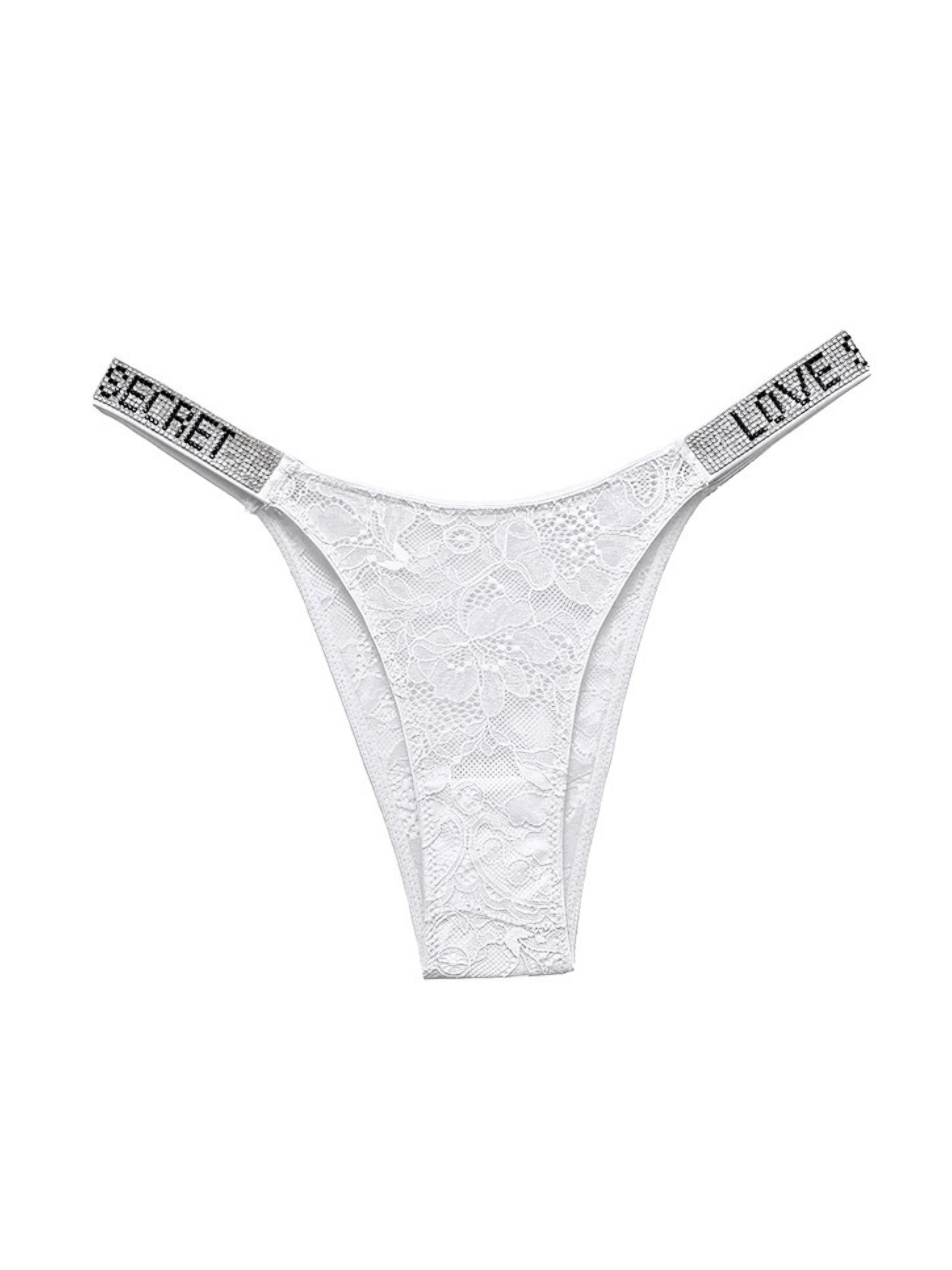 Shine strap Lace panty - white